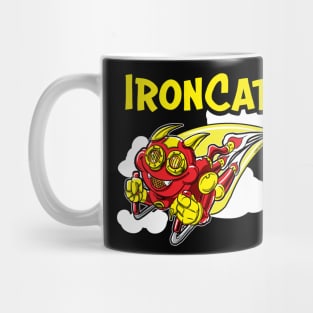 Iron Cat rocketing throught the sky Mug